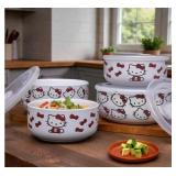 #6 Decorated Food Storage Bowls with Venting Lids