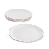 #3Opal Glass Rust Rim Dinner 3pcs