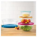 #7.50 Pyrex Glass Mixing Bowls with Lids, 8-Piece