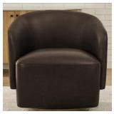 #96 Henredon Wynn Fabric Swivel Chair with Wood Ar