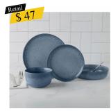 #11.50 Denmark - Kamilah Blue Stoneware, 16-Piece