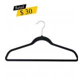 #7 Velvet Non-Slip Clothes Hangers, Black, 100-Pac