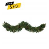 #3 Pre-Lit Pine Christmas Garland, 6 ft.
