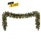 #22 Pre-Lit Wintry Pine Garland, 9 ft.