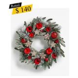 #12 Holiday Lane - Pine & Red Ornament Wreath