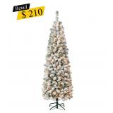 #40 Pre-Lit Flocked Acacia Pencil Tree, 6 ft.