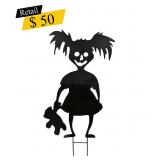 #16 Halloween - Scary Girl Metal Garden Stake, 38"