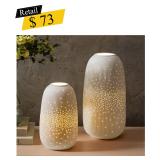 #7 Evergreen - Porcelain LED Lanterns, Set of 2