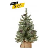 #5 Pre-Lit Flocked Mini Tree, 2 ft.