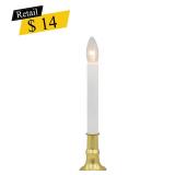 #5 White Window Candle with Gold Base, 9"