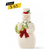 #7 Lenox - Snowman with Wreath Figurine