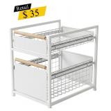 #7 Mesa 2-Tier Metal Organizer with Drawers, White
