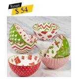 #6 Holiday Fun Porcelain Bowls, Set of 6 - 13 oz