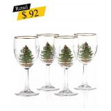 #8 Spode - Christmas Tree Wine Glasses, Set of 4
