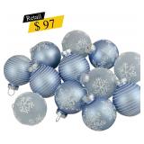 #8 * Northlight Light Blue Glitter Ornaments, Set