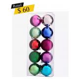 #6 Multicolored Ball Ornaments, Set of 10