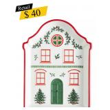 #4 Spode Christmas Tree Village Red Tidbit Tray
