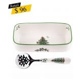 #8 Spode - Christmas Tree Cranberry Server