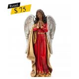 #7 Napco - Praying Angel Figurine, Red & Gold