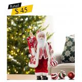 #7 Glitzhome - Standing Peppermint Santa Figurine