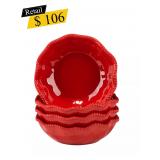 #9 Red Melamine Bowls, Set of 4