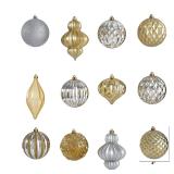 #14 Gold Shatterproof Ornaments, Set of 12