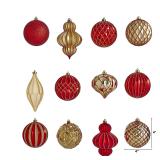 #14 Red Shatterproof Ornaments, Set of 12