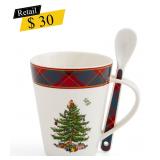 #2 Spode - Christmas Tartan Mug & Spoon Set