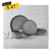 #11.50 Denmark - Kamilah Gray Stoneware, 16-Piece