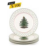 #12 Spode Christmas Tree Dessert Plates, Set of 4