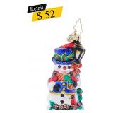 #4 Radko - Feathered Friends Snowman Ornament