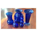 Cobalt Blue Vases Set of 5