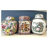 Chinese Porcelain Ginger Jars, 3-Piece Lot