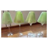 Glass Stemmed Tea Light Holders w/ Globe Set of 4