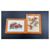 Vintage Framed Needlepoint Water Mills 8x6ï¿½