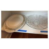 Glass Round & China Oval Platters - 4 pcs