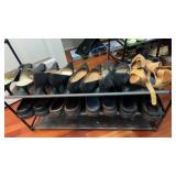 Shoe rack and ladies shoes mostly size 10