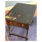 Distressed Black Wooden Side Table w/ Drawer