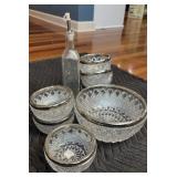 Glass w Silver Plated Trim Salad Bowl Set
