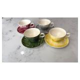 MCM Coffee Cups with Saucers - 4 colors