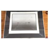 SIGNED Black and White Sailboats Glass Frame 22x18