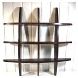 Wood Grid Shelf Wall Display Unit