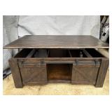 Rolling Lift-Top Coffee Table With Barn Doors