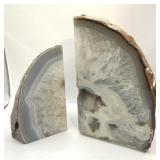 Large Natural Agate Geode Stone Bookends Pair