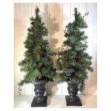Decorative Christmas Tree Pair w/ Urns