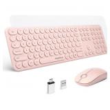 New Wireless Pink/Peach Keyboard & Mouse Set