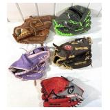 Kids Baseball Mitts Lot Of Five
