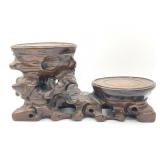 Carved Burl Wood Small Pedestal Display