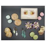 Lucite, Enameled & More Clip On Earrings