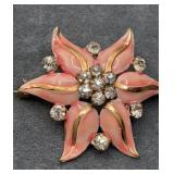 Vintage Signed Sandor Flower/Rhinestone Brooch